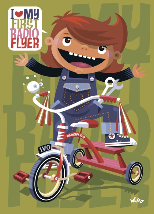 Ivo's First Radio Flyer postcard with frame