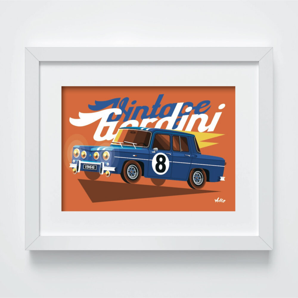 Vintage Gordini postcard with frame