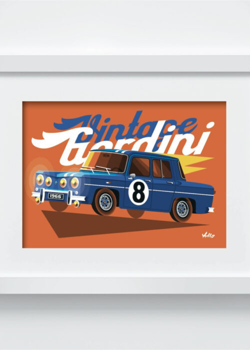 Vintage Gordini postcard with frame