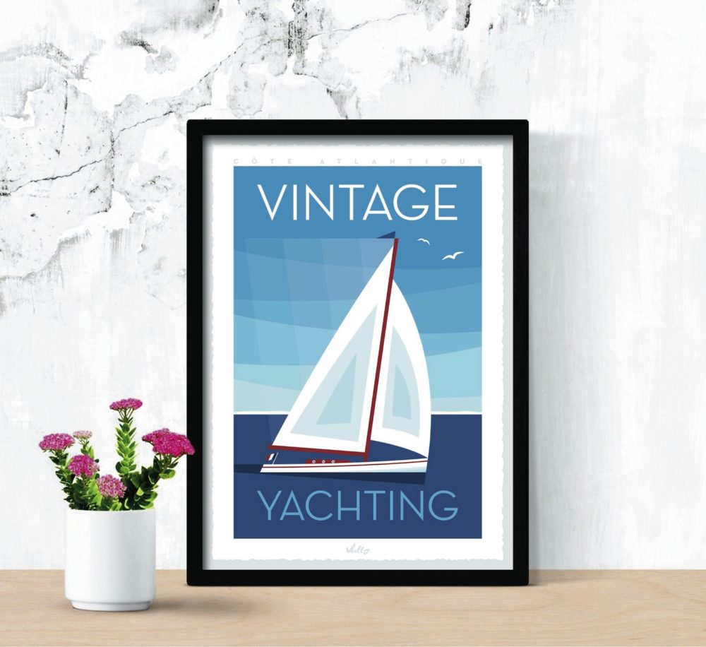 Vintage Yachting poster with frame