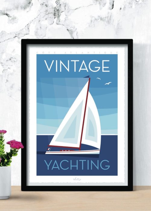 Vintage Yachting poster with frame