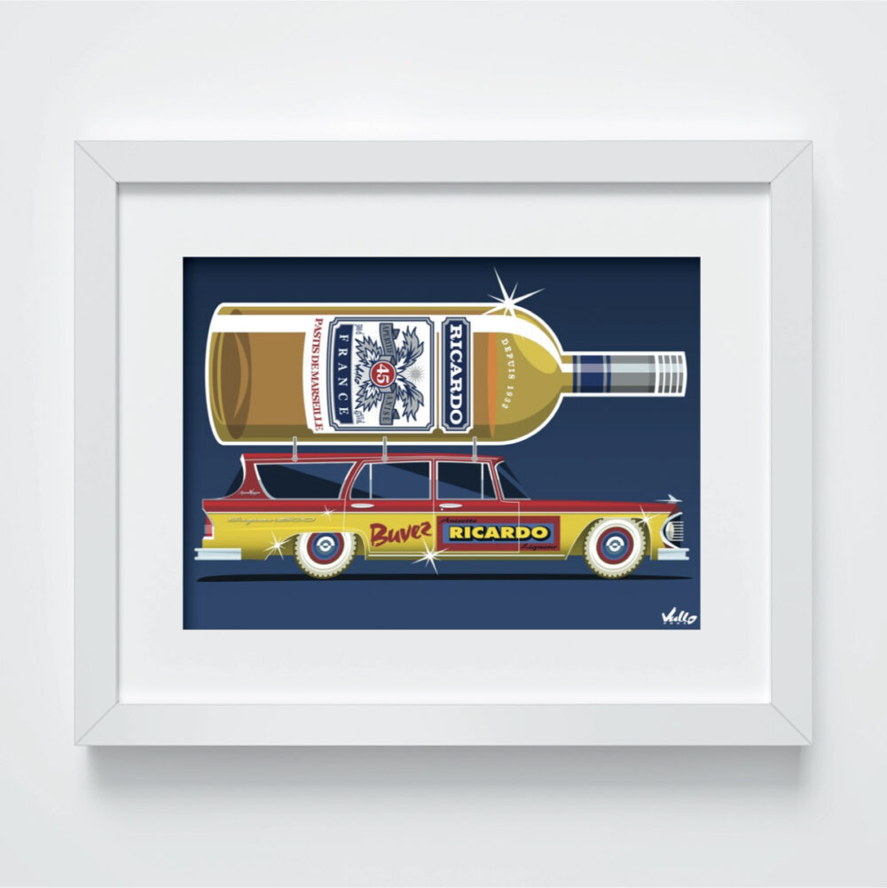 Apero Wagon postcard with frame