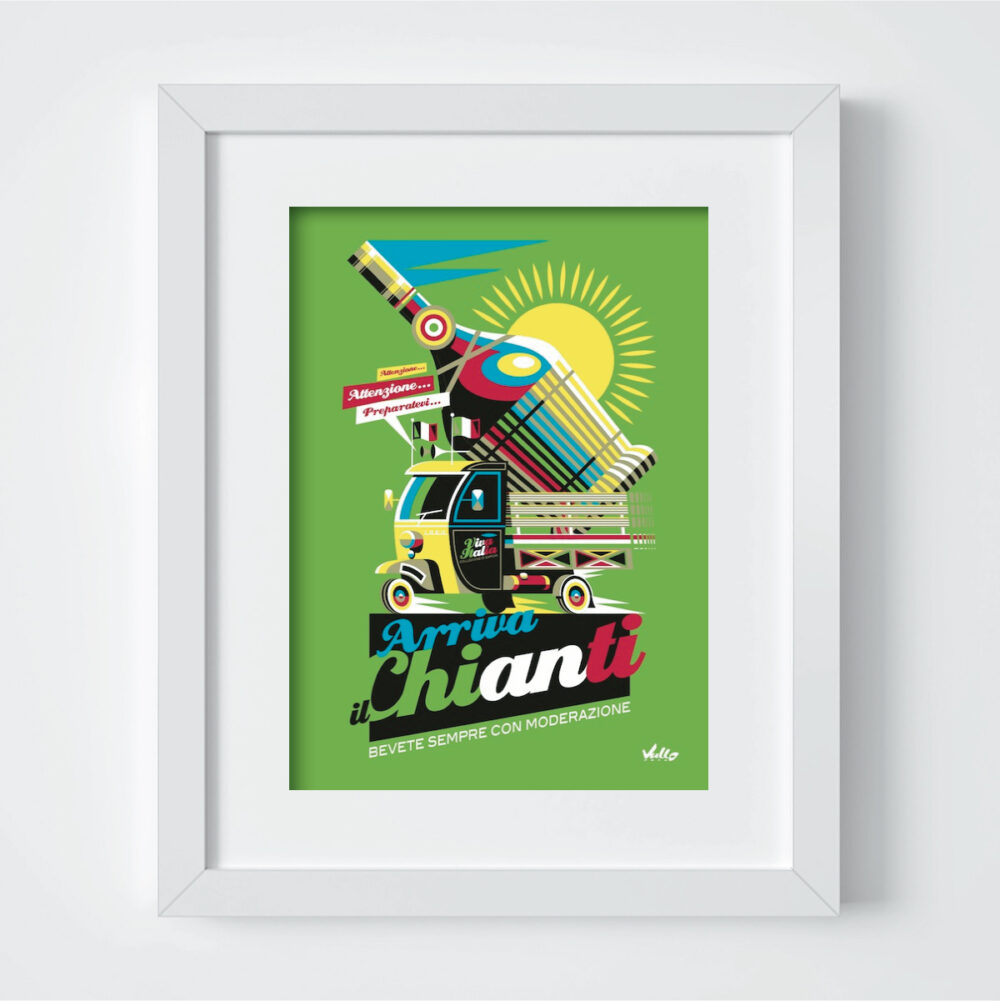 Arriva Il Chianti postcard with frame