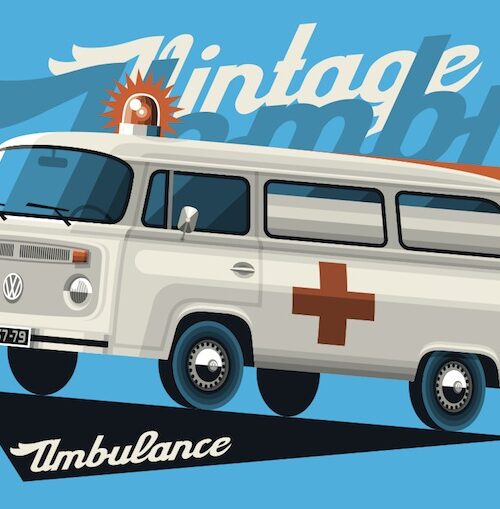 Bay Window Ambulance postcard