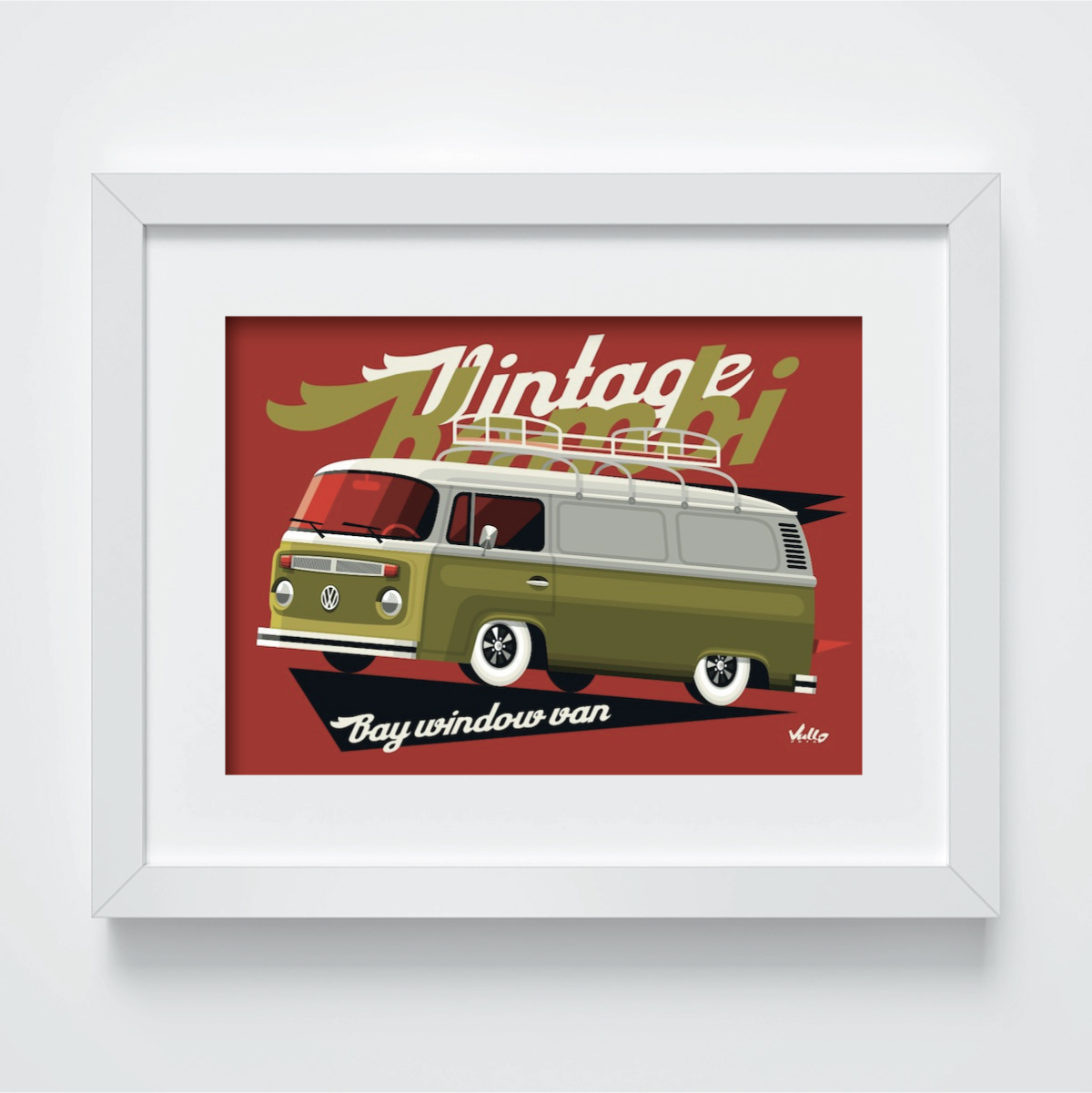 Carte postale Bay Window Van avec cadre