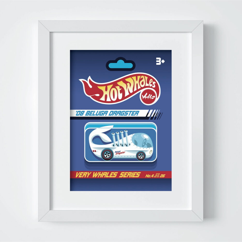 Beluga Dragster postcard with frame