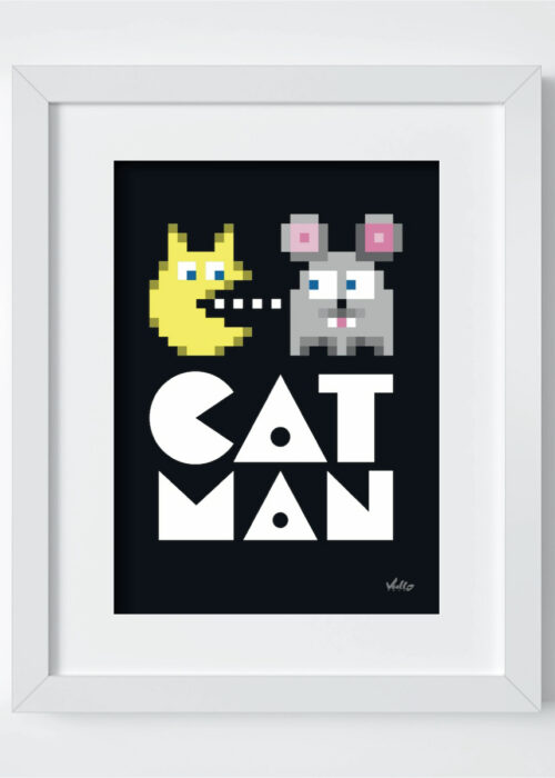 Cat Man postcard with frame