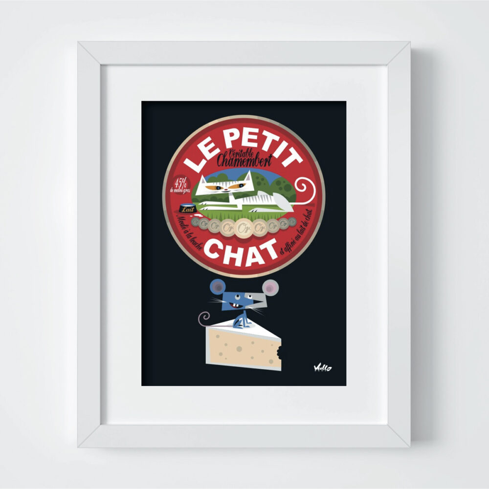 Chat...Membert postcard with frame