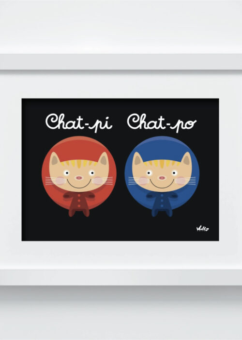 Chat-Pi Chat-Po postcard with frame