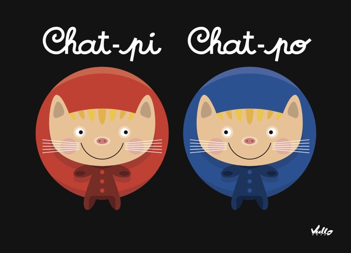 Chat-Pi Chat-Po postcard