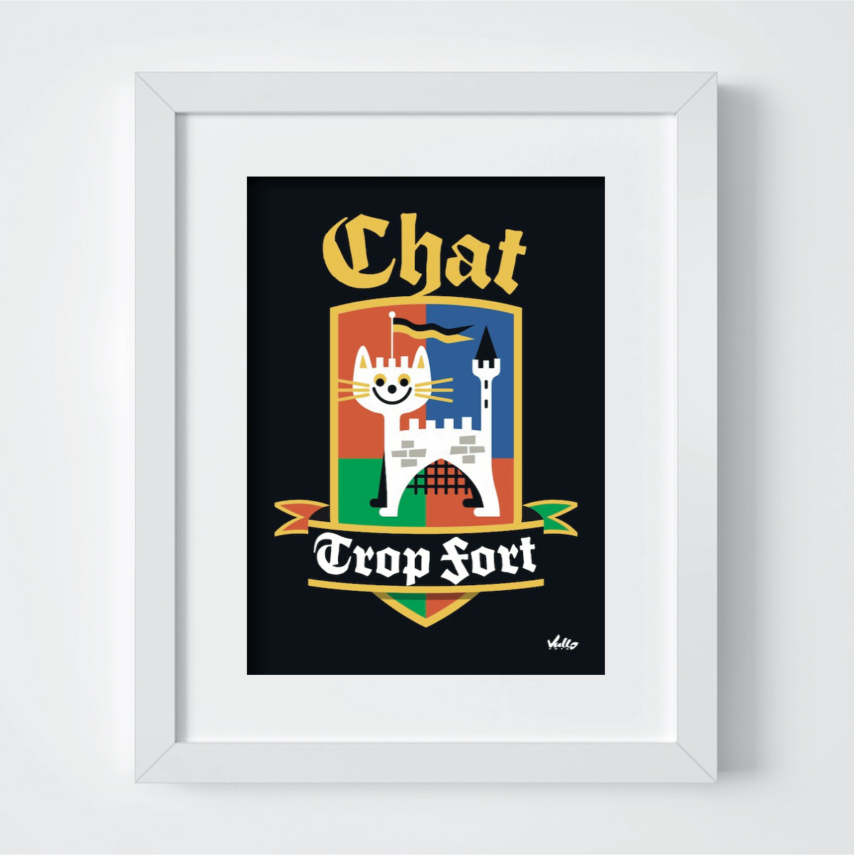 Carte postale Chat Trop Fort avec cadre