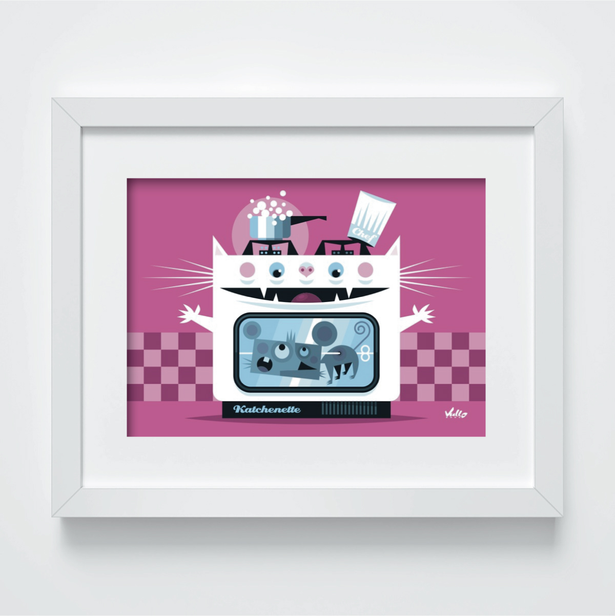 Carte postale Chat...Zinière avec cadre