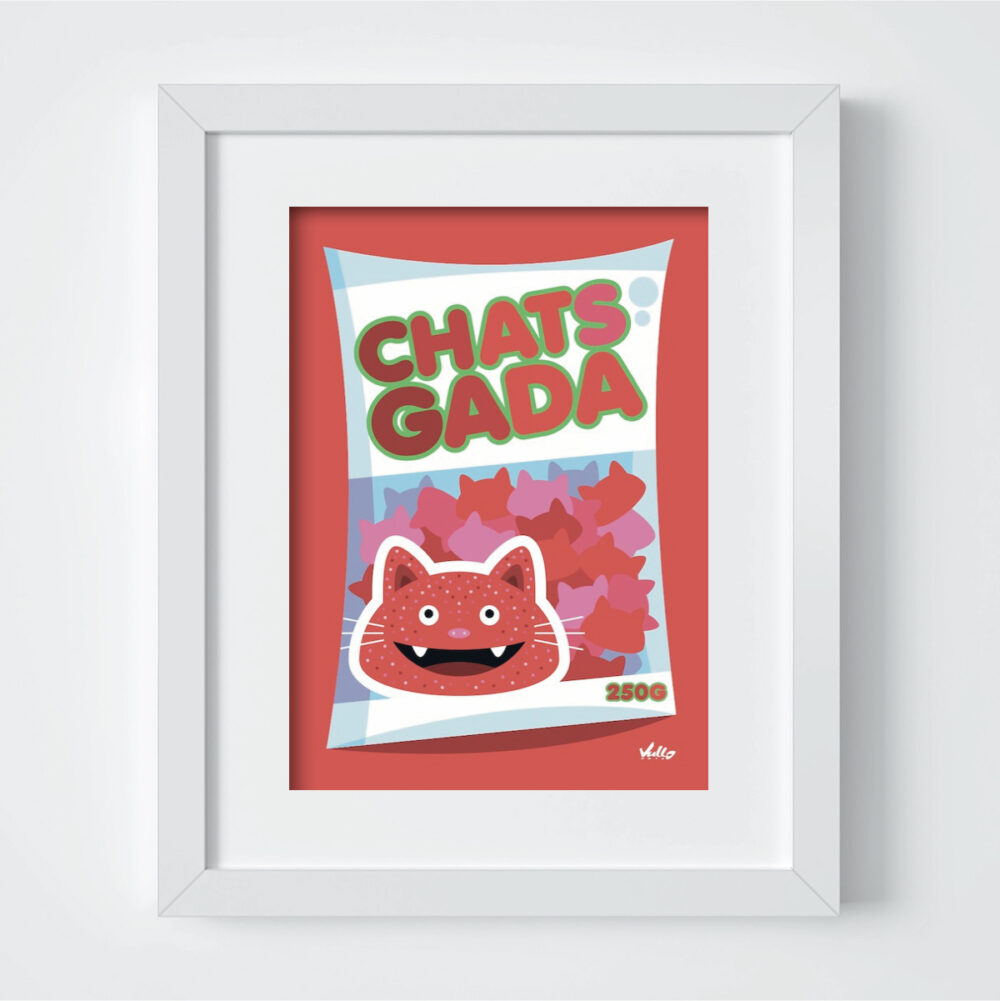 Chats...Gada postcard with frame