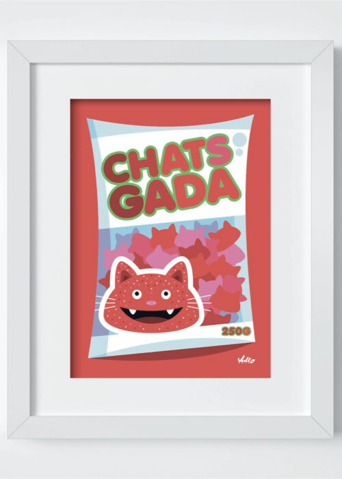 Chats...Gada postcard with frame