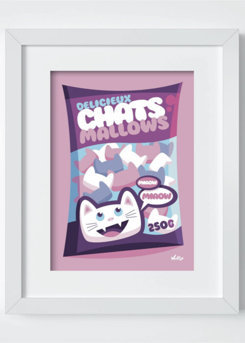 Carte postale Chats...Mallows avec cadre