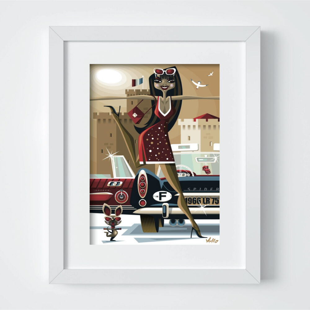 chihuahua spider postcard with frame