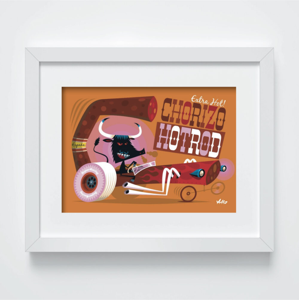 Chorizo Hot Rod postcard with frame