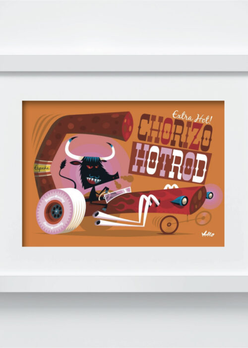 Chorizo Hot Rod postcard with frame