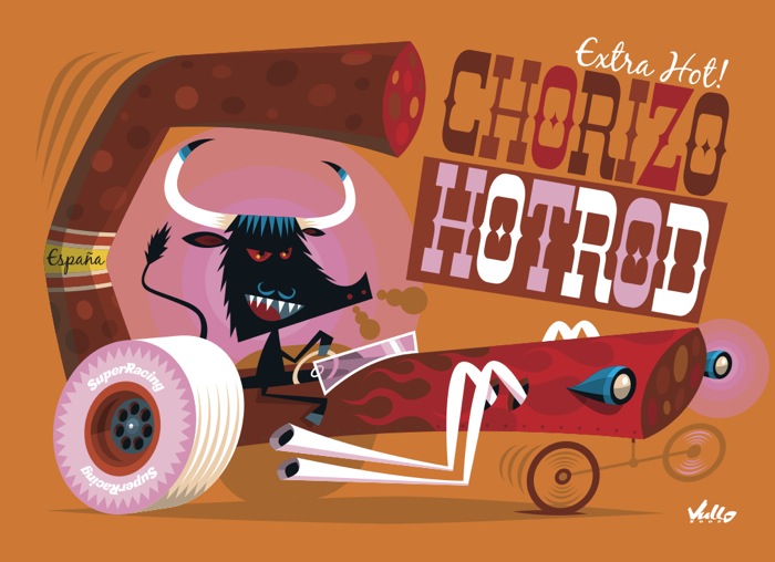 Carte postale Chorizo Hot Rod