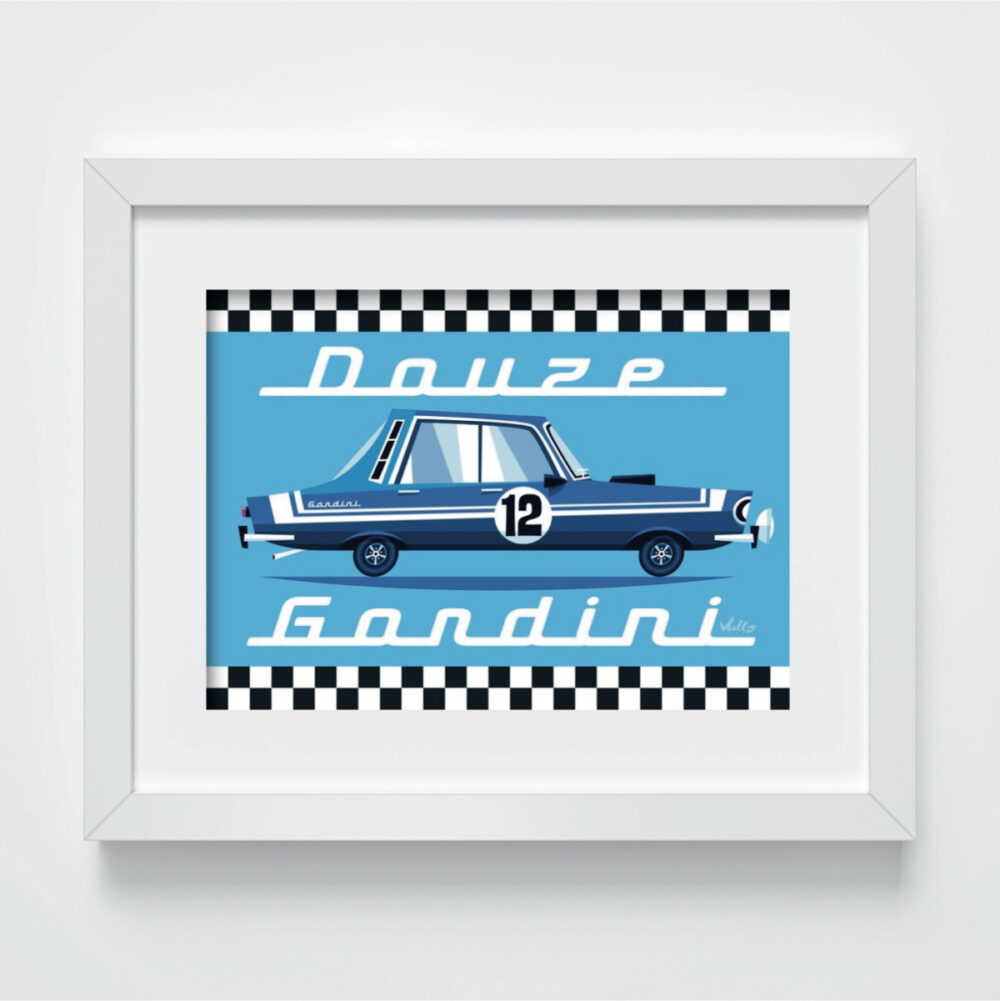 Renault 12 Gordini postcard with frame