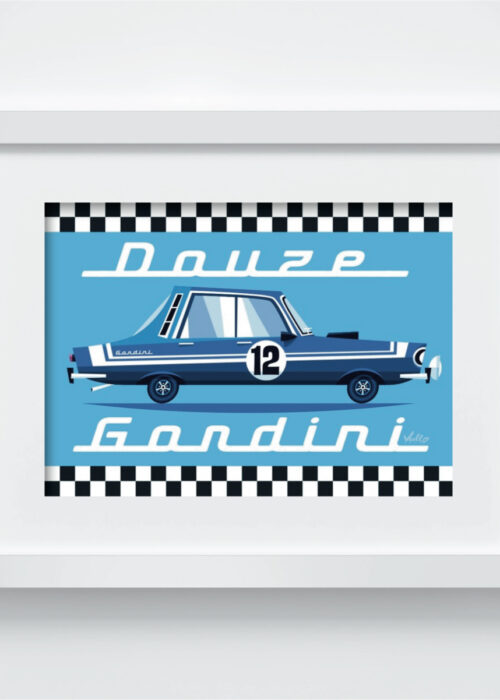 Renault 12 Gordini postcard with frame