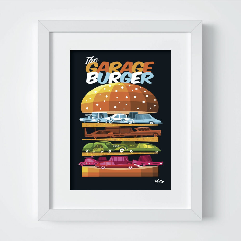 Carte postale The Garage Burger avec cadre