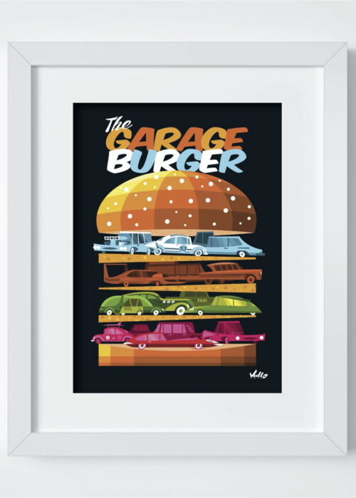 Carte postale The Garage Burger avec cadre