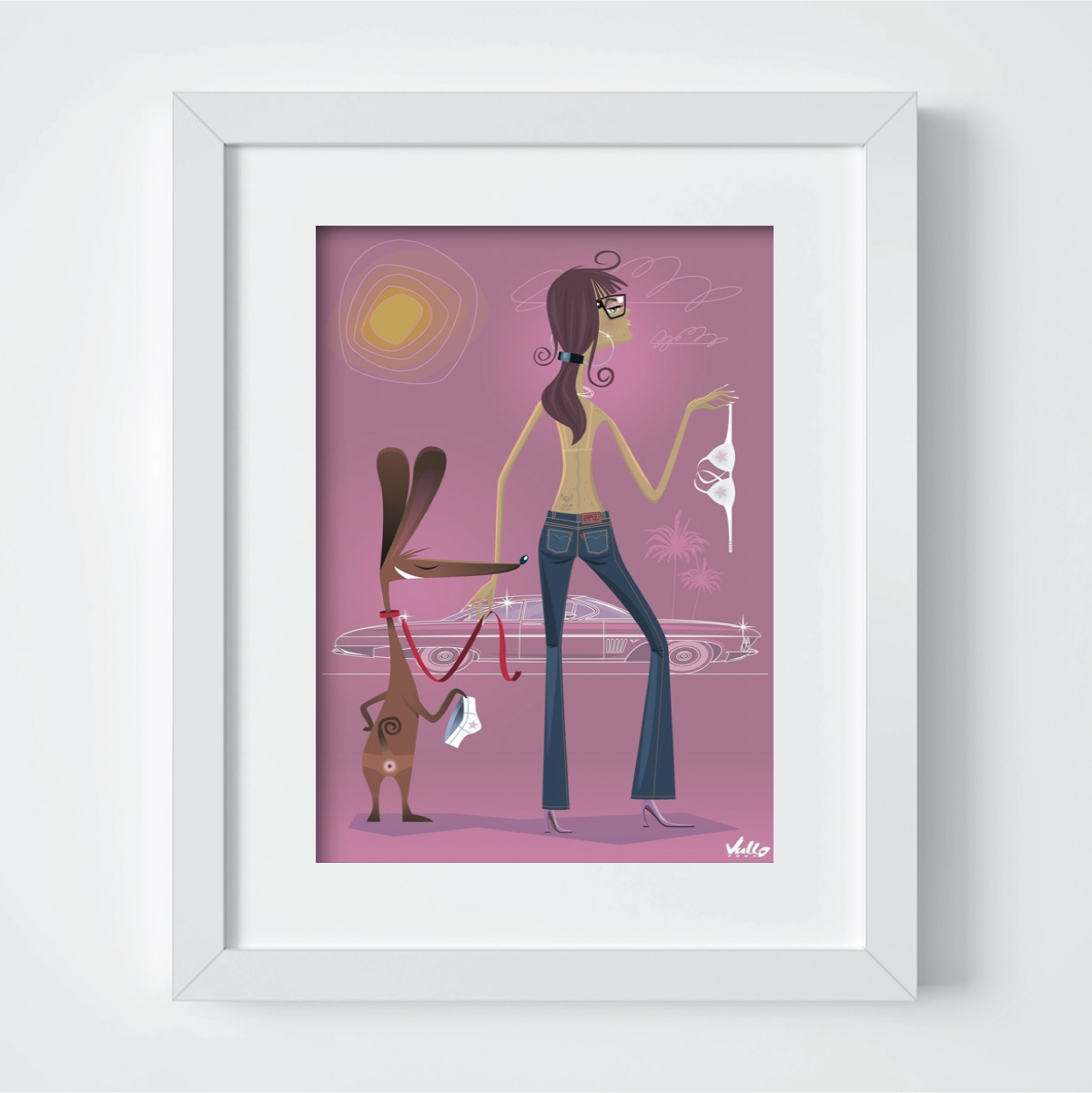 carte postale hot sausage dog avec cadre