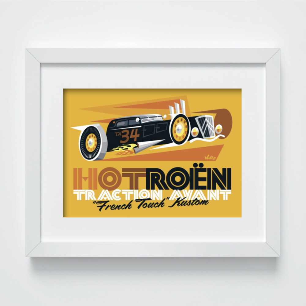 Hotroën postcard with frame