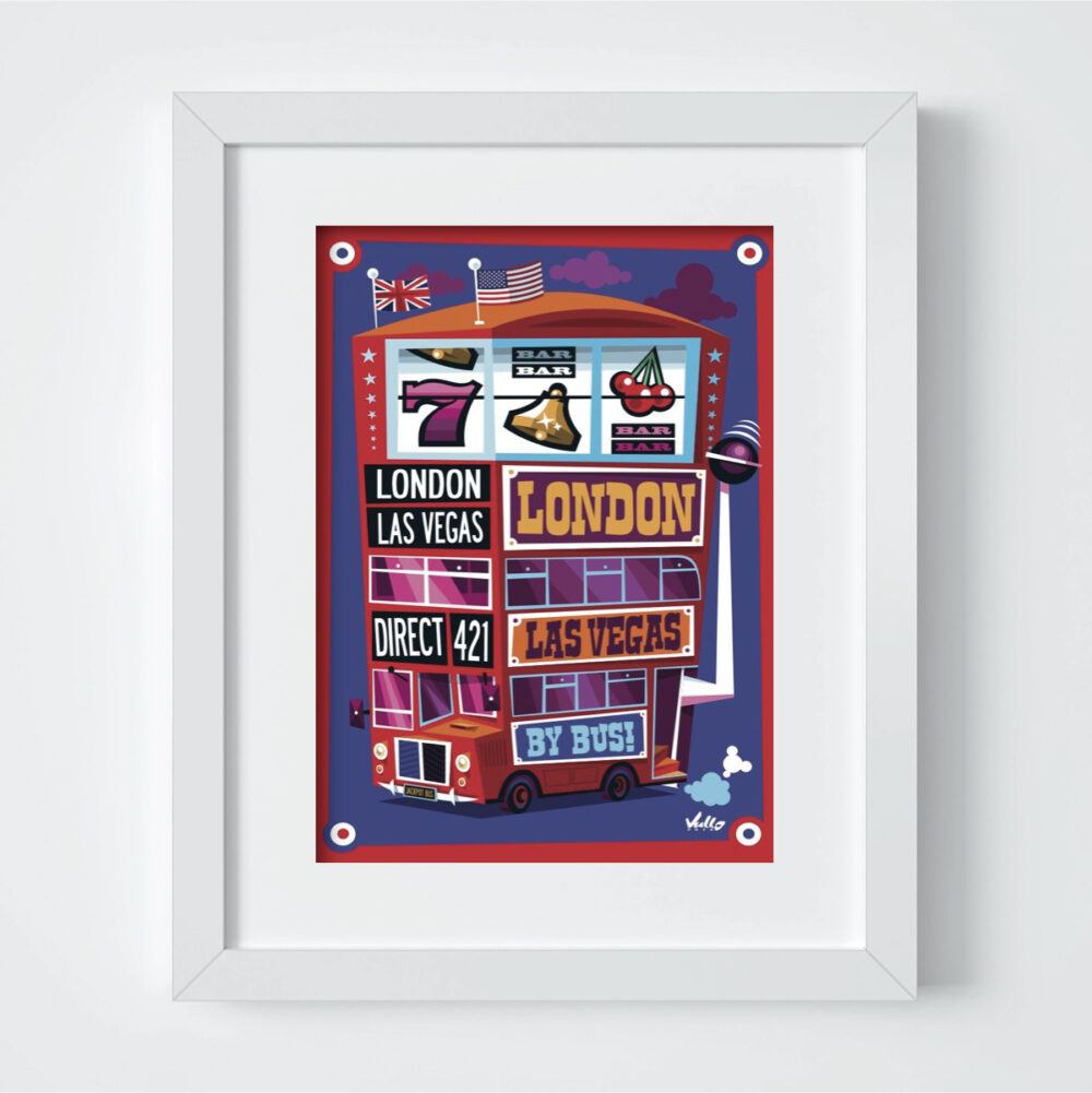 Jackpot Bus postcard with frame