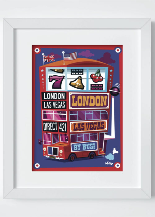 Jackpot Bus postcard with frame