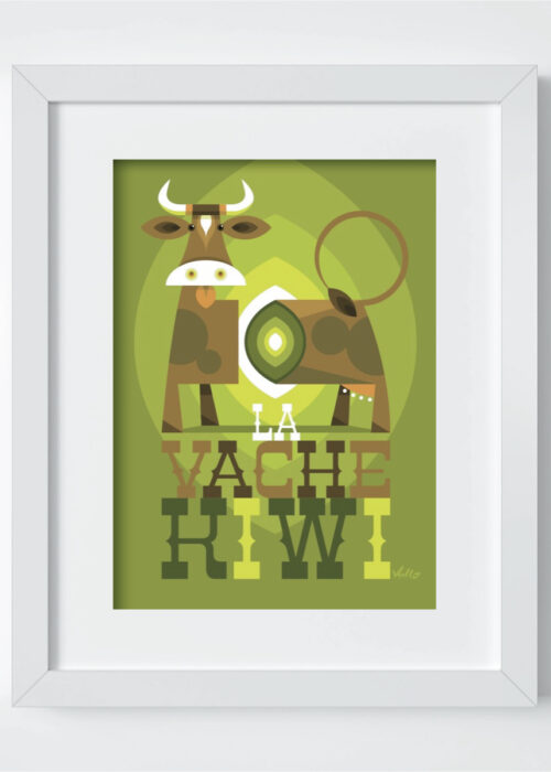 La Vache Kiwi postcard with frame