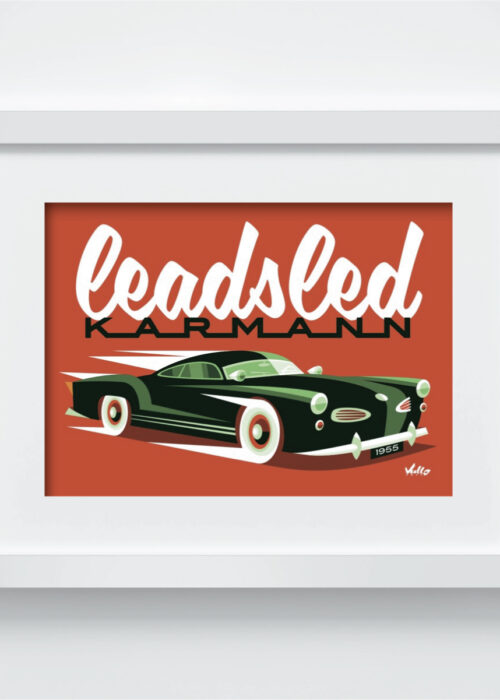 Leadsled Karmann postcard with frame