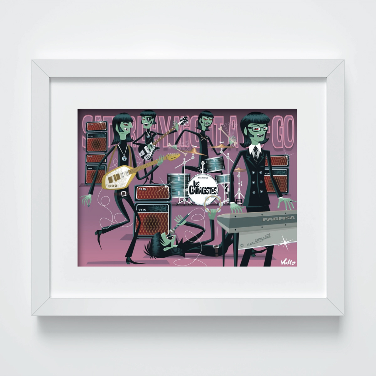 Carte postale Les Garagistes avec cadre