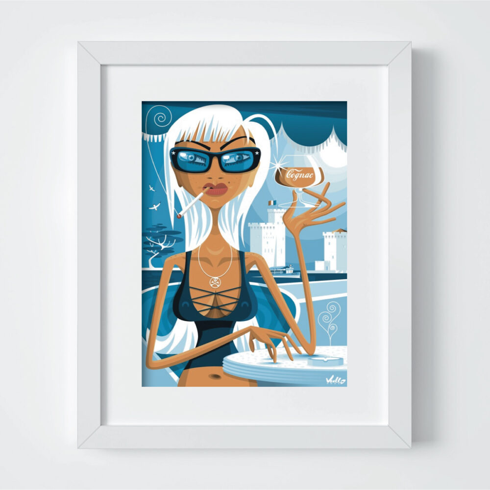 mademoiselle cognac postcard with frame