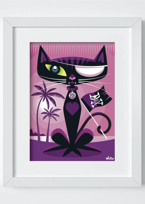 Pirate Cat postcard with frame
