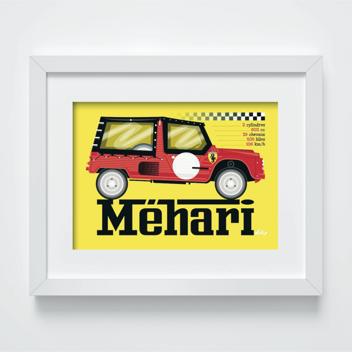 Scuderia Méhari postcard with frame