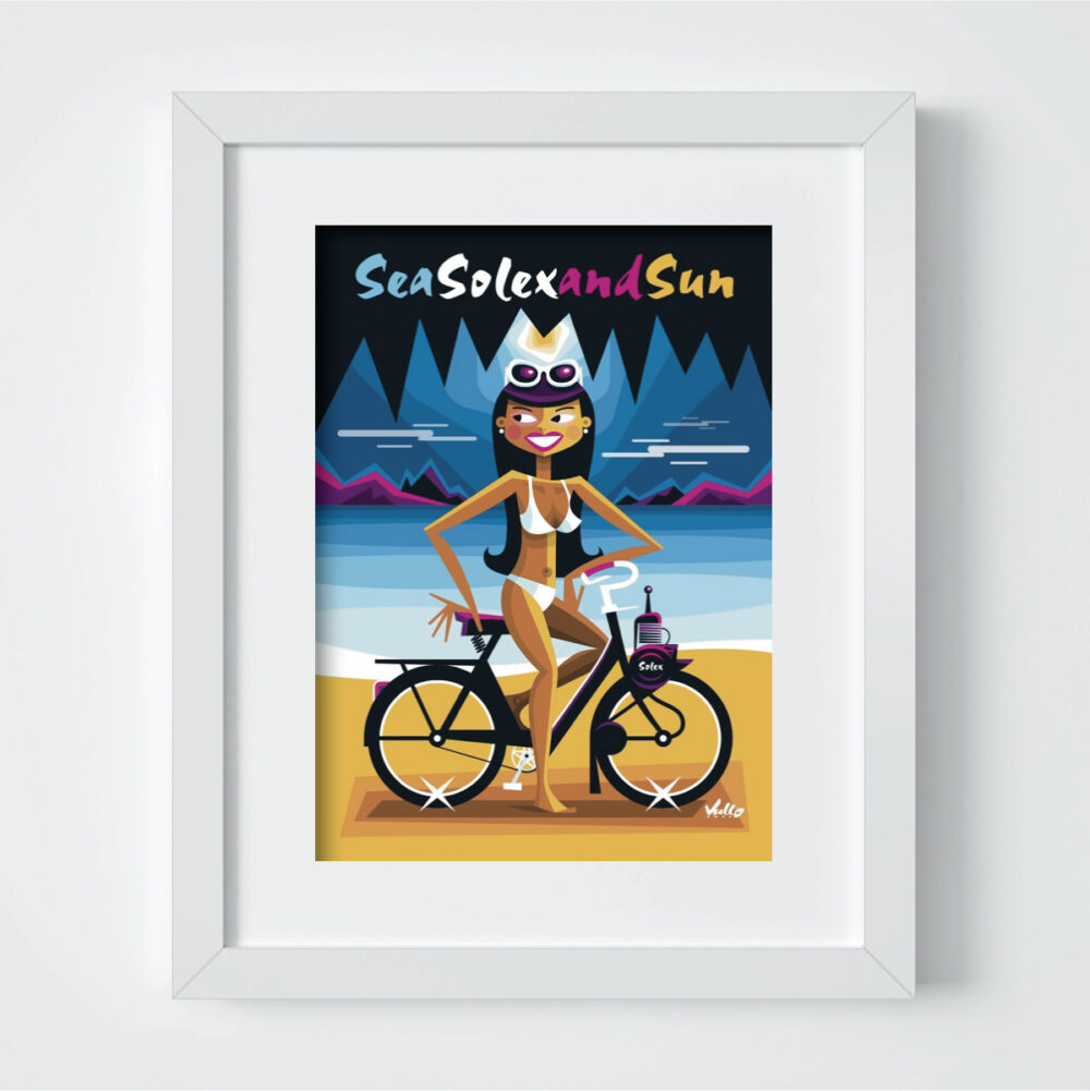 Sea Solex And Sun postcard with frame