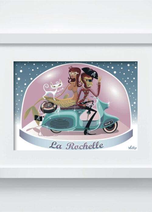 Souvenir La Rochelle postcard with frame