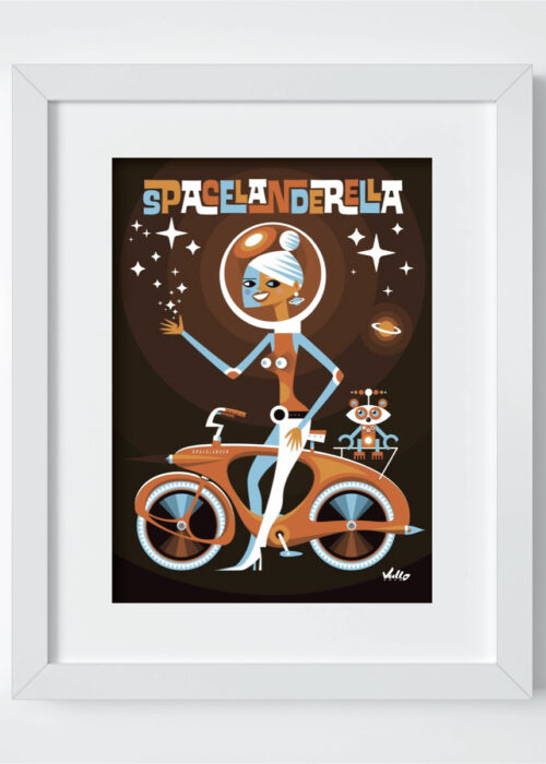 Spacelanderella postcard with frame