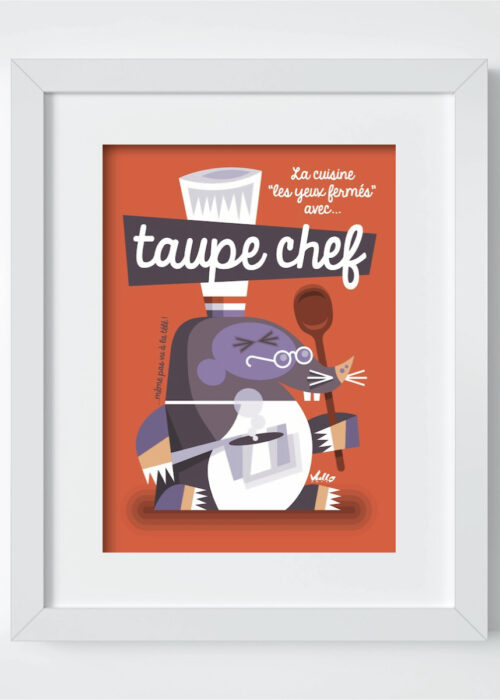 Taupe Chef postcard with frame