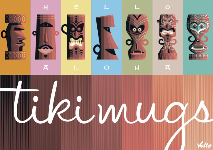 carte postale tiki mugs