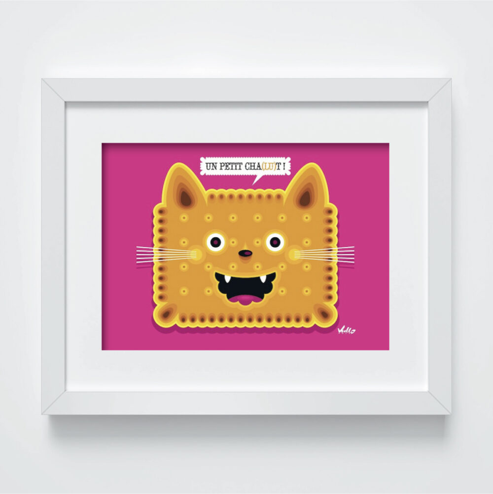 Un Petit Chat Lu postcard with frame