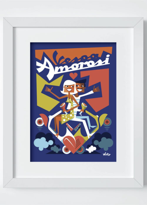 Vespa Amorosi postcard with frame