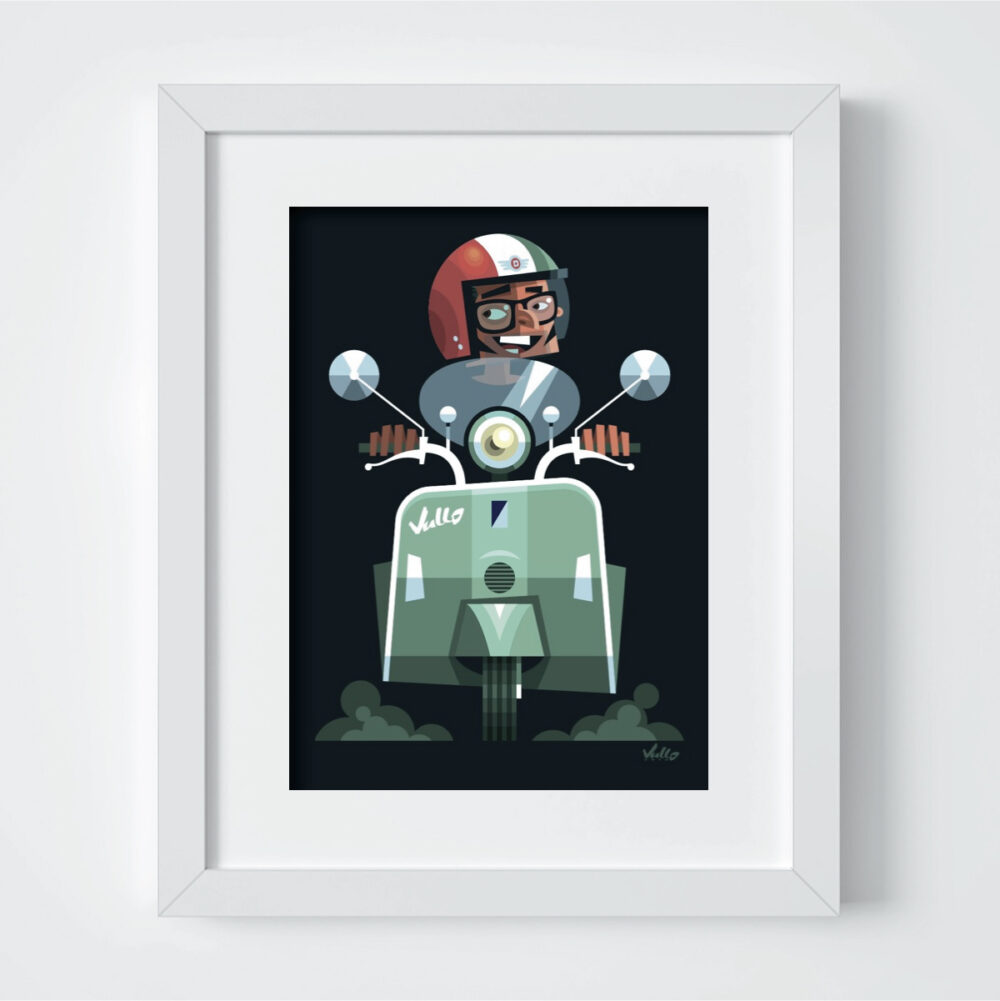 Vespa Vullo postcard with frame