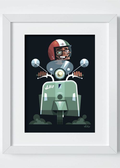 Vespa Vullo postcard with frame