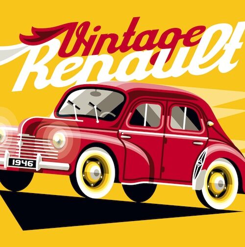 Carte postale Vintage 4CV Rouge