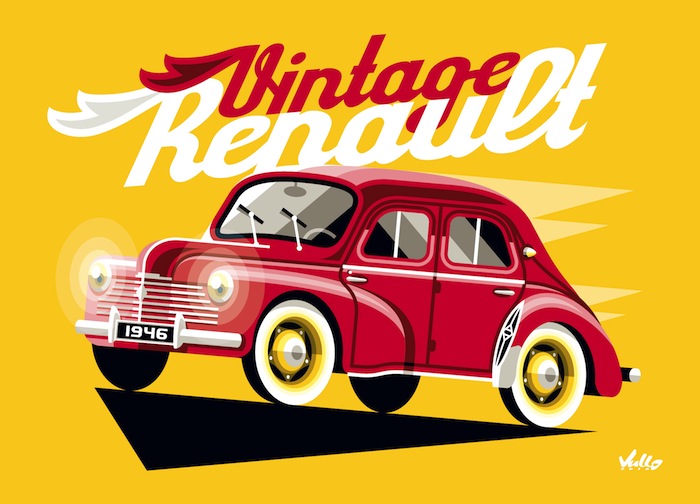 Vintage 4CV Rouge postcard