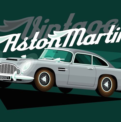 Vintage Aston Martin postcard