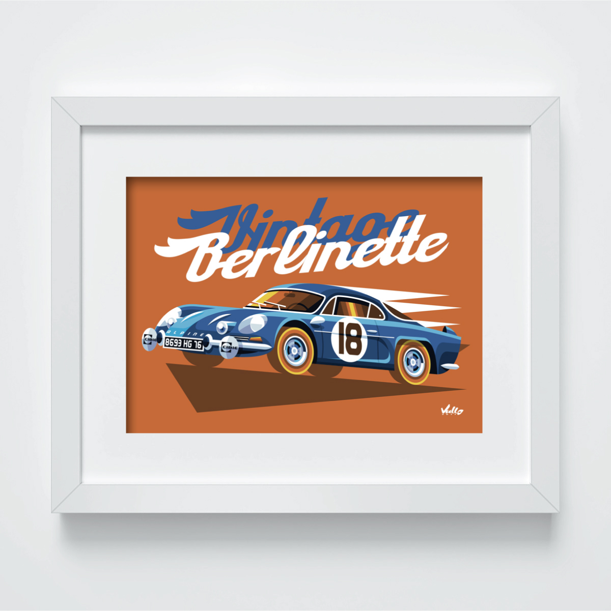 Vintage Berlinette postcard with frame